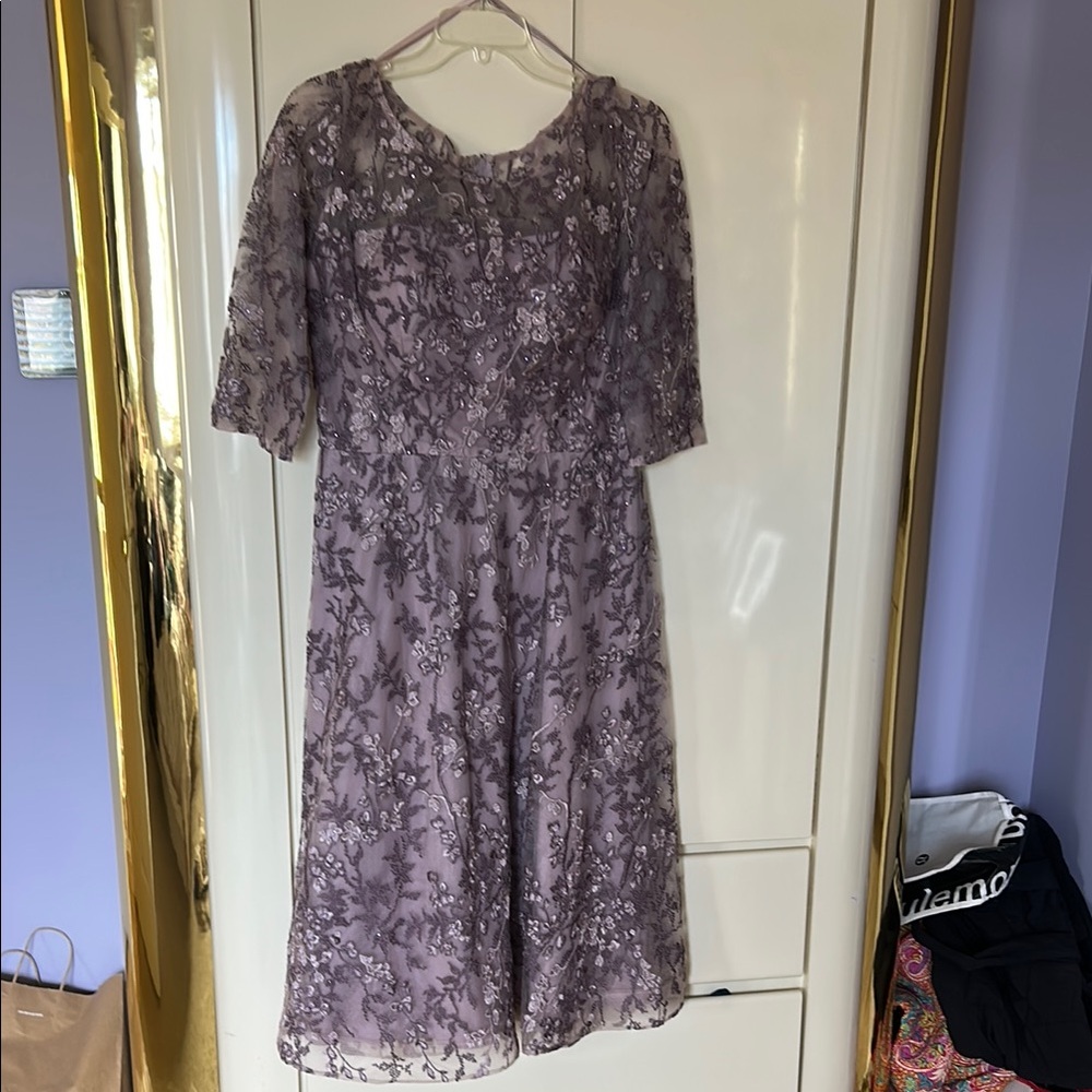 Elegant Lace Floral Dress in Lavender